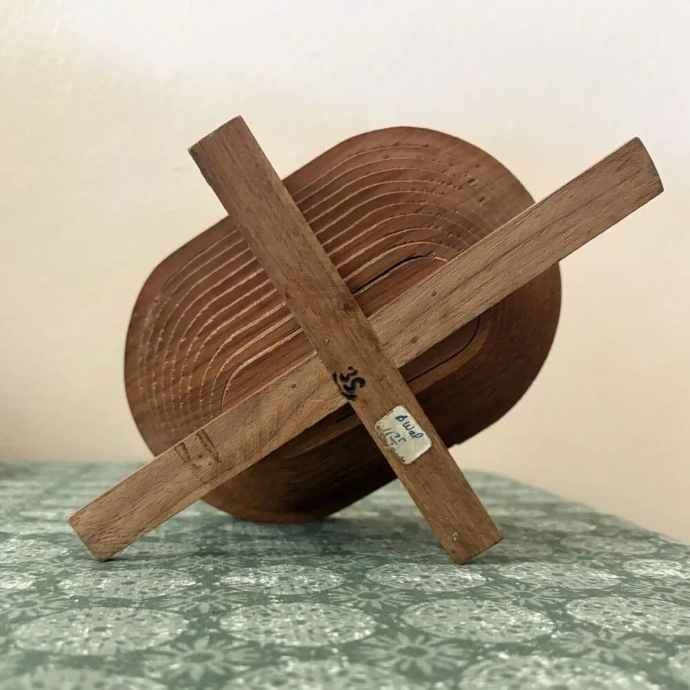 Rustic Wood Handmade Trivet Basket Collapsible